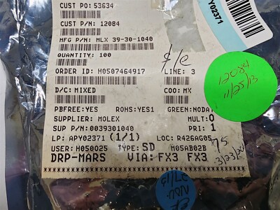 39-30-1040 MOLEX 0039301040 CONN HEADER R/A 4POS 4.2MM ROHS 20 PIECES