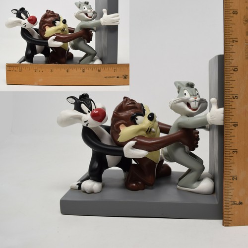 Looney Tunes Warner Bros Bookend 1996 Bugs Bunny Taz Tasmanian Sylvester Damage - Bild 11 von 12