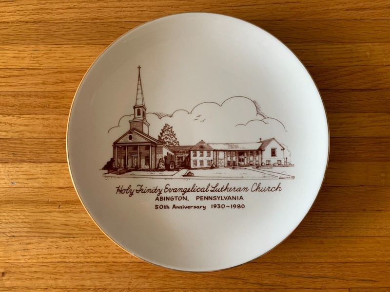 Commemorative Plate Holy Trinity Lutheran Church Abington 50th Anniversary 9"