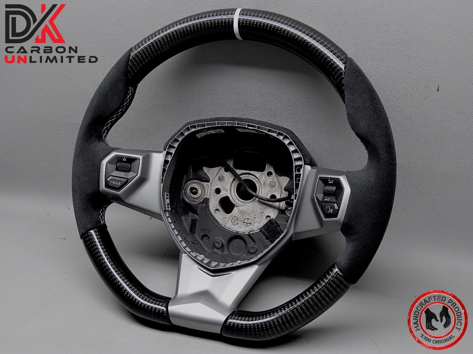 Lamborghini Aventador SVJ 63 LP700 White Ring Alcantara Carbon Steering Wheel v4