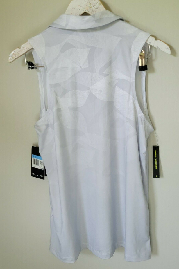 (Medium) Nike Golf Freeway Sleeveless Printed Women Dri-FIT Polo Top Gray CI9884