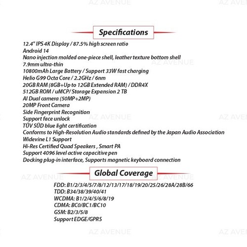 (Wi-Fi+4G) NEW DOOGEE T30 Max LTE 8GB+512GB GREEN Dual SIM Android PC Tablet AU - Picture 3 of 3