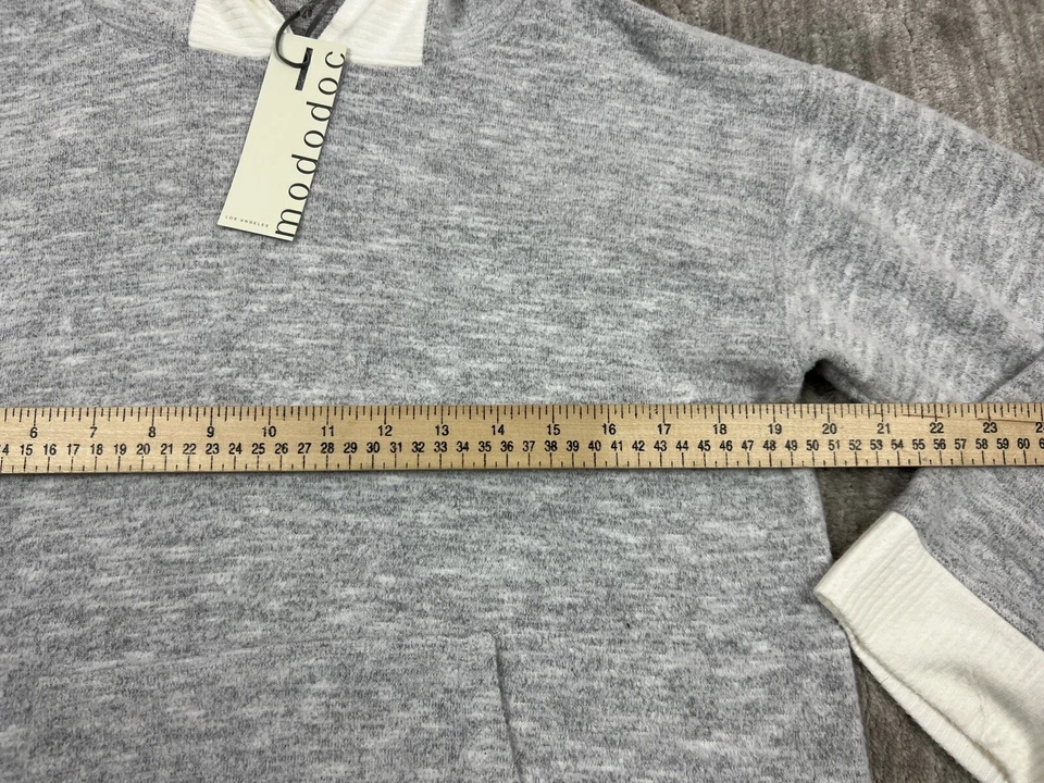 Mododoc Sweater Women Extra Small Gray White Trim Pullover Jogger Lounge NWT - Image 4 of 4