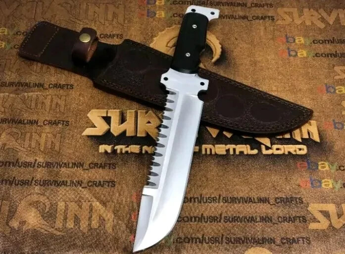 CUSTOM HANDMADE D2 STEEL BLADE MICARTA HANDLE HUNTING SURVIVAL BOWIE KNIFE