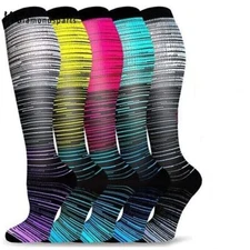 5 Pairs Compression Graduated Support Calf Mens Womens S/M-L/XL 15-20mmHg Socks 