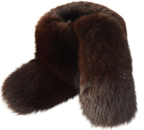 Fur Scarf Blue Fox Mink Collar Double-Sided Velvet Coat Trim Winter Brown - Picture 1 of 6
