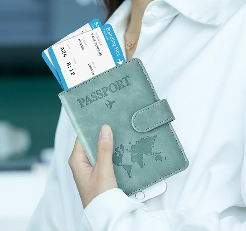 Soporte para pasaporte para viaje, billetera de pasaporte cubierta estuche portalibros de pasaporte - Imagen 29 de 37
