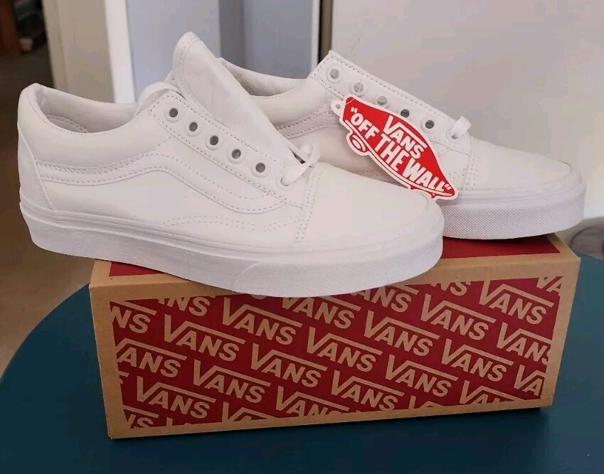 Youth Old School Vans White Sneakers Women 6 Men 4.5 NIB eBay