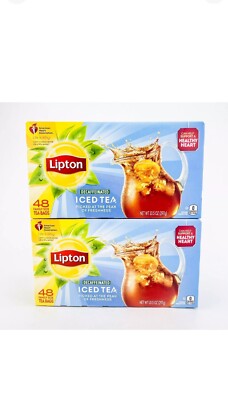 Lipton Family Sized Iced Black Tea Decaffeinated Tea Bags 48ct Lot of 2 Exp:6/25
