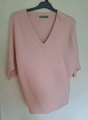 Ladies Light Pink Oversized V Neck Jumper Sweater Size 14 Large $4 EXPRESS 