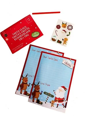 NORTH POLE Letter To Santa Pack Christmas Stickers Pencil 2 Letters Envelope XMAS LIST UK