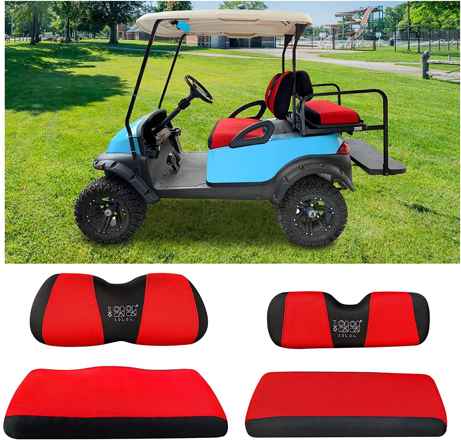 Front Rear Golf Cart Seat Cover Set for Yamaha & Club Car Pr