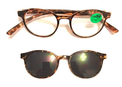 OCCHIALE DA LETTURA CENTROSTYLE ROUND AVANA CON CLIP ON SOLE ASTE DA COLLO  | eBay