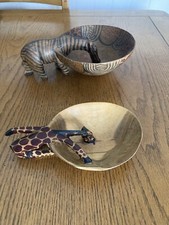 Wooden Giraffe  Zebra Hand Carved Bowls