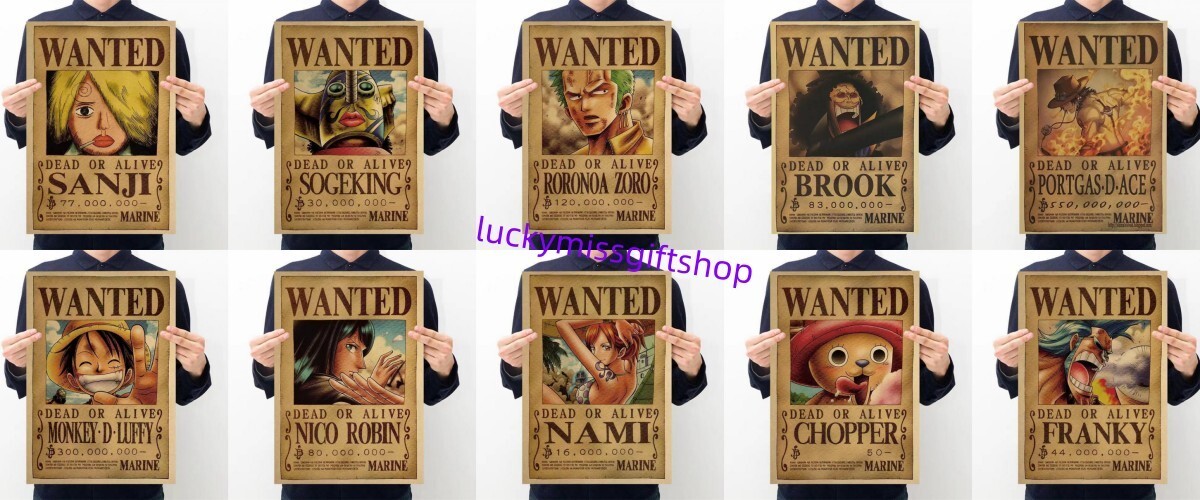 Anime One Piece Retro Pirates Wanted Poster 198inX138in 10 pcsset HIGH  QUALIT  eBay