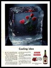 1947 Four Roses Blended Whiskey "Cooling Idea" Solid Ice Block Vintage Print Ad