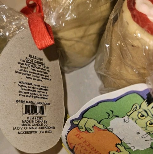 VINTAGE BLOODY STABBED FOOT BLEEDING CandleS 1998 STILL WRAPPED AND BLOODY - Picture 6 of 7