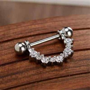 Authentic 2Ct Round Cut Diamond Women's Body Pricing Nipple Ring 14K White Gold Plated