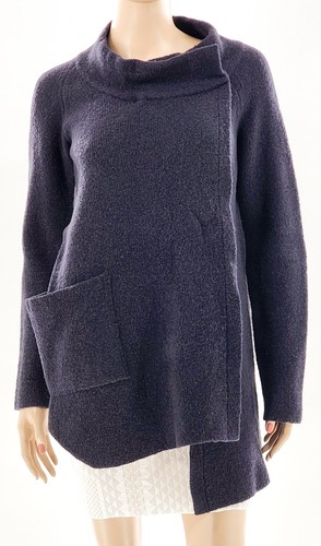 RE.SET NWT Blue Boiled Wool Asymmetrical Hem Hi Low Jacket Pocket Size 42 / 6