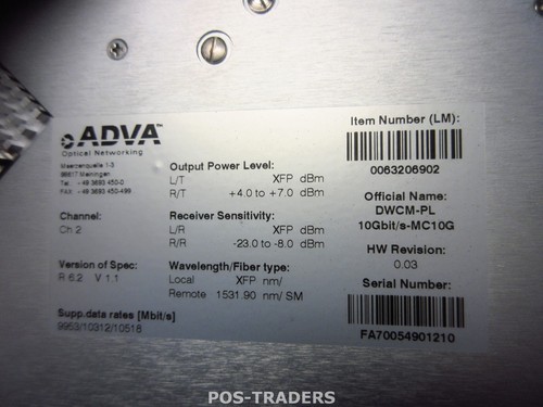 Adva Cisco DWCM-PL 10GBIT/S-MC10G Module Board 0063206902 - FROM ADVA FSP 2000 - 第 2/2 張圖片
