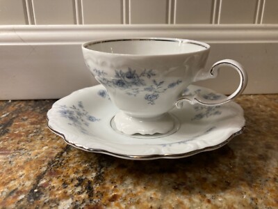 Johann Haviland Blue Garland Bavaria Germany Tea Cup and Saucer