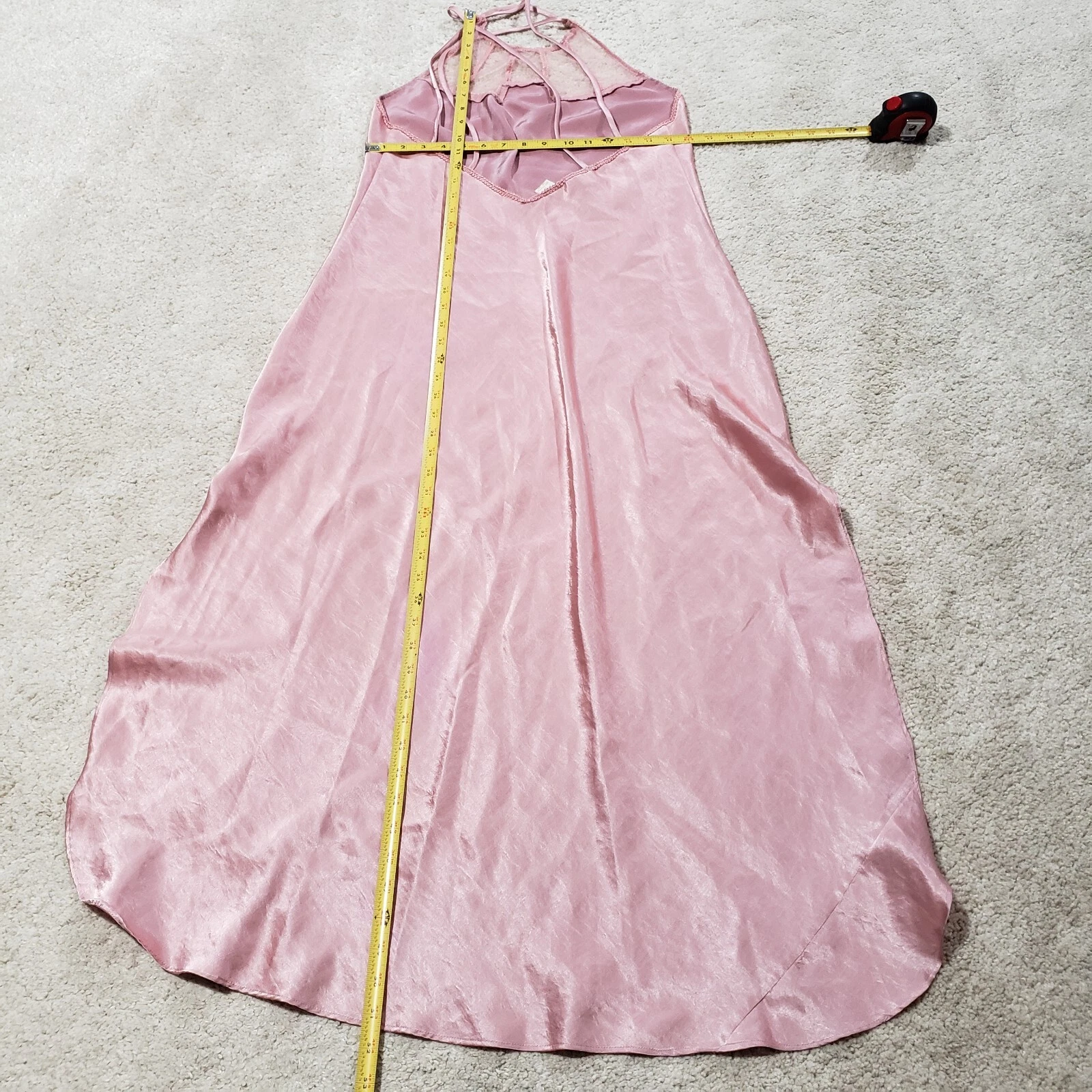 UNDERCOVER Maxi pigiama vintage Victoria's Secret abito donna M rosa raso maglia etichetta oro anni 90