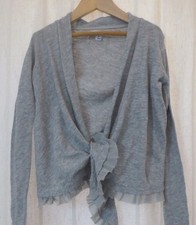 NWT DKNY Kids GIRLS Long Sleeve Wrap Around Sweater Gray Size S  