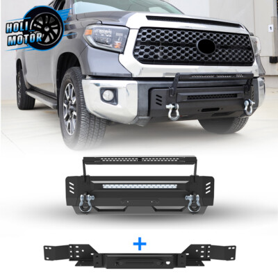 For Toyota Tundra 2014-2021 Black Front Bumper w/D-Rings+Winch Plate+Bull Bar