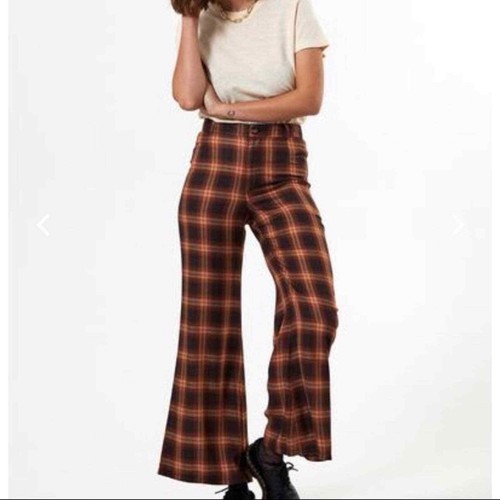 Afends Plaid Gingham Wide Leg Flare 