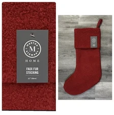 NWT Martha Stewart Cozy Sherpa Christmas Stocking Christmas Dećor LARGE 27” RED