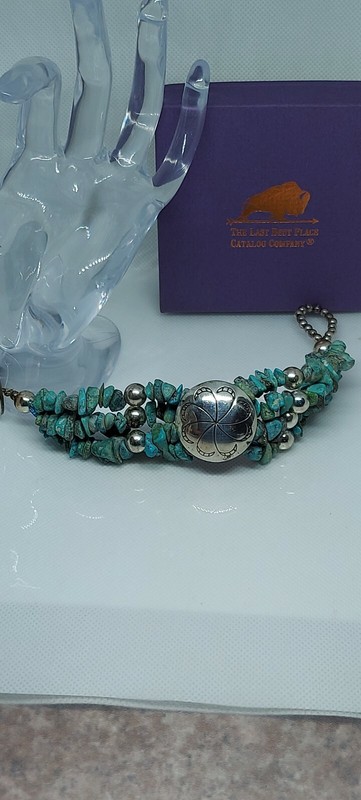 Huge Sterling Chunk Turquoise multi strand Buffalo Nickel Bracelet Native Vintg