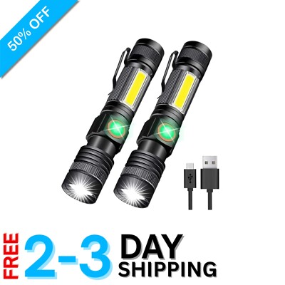 Powerful Rechargeable Flashlight - 2000 Lumens LED, Waterproof & Magnetic Base