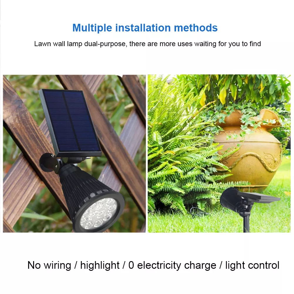 12LED Solar Lamp Outdoor Spotlight Ground Plug Light Warm White