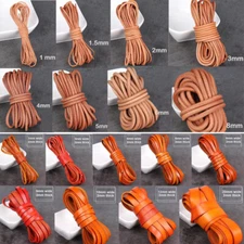 FLAT Round Leather Cord Lace Rope Weave String for Necklace Bracelet Bag 16FT