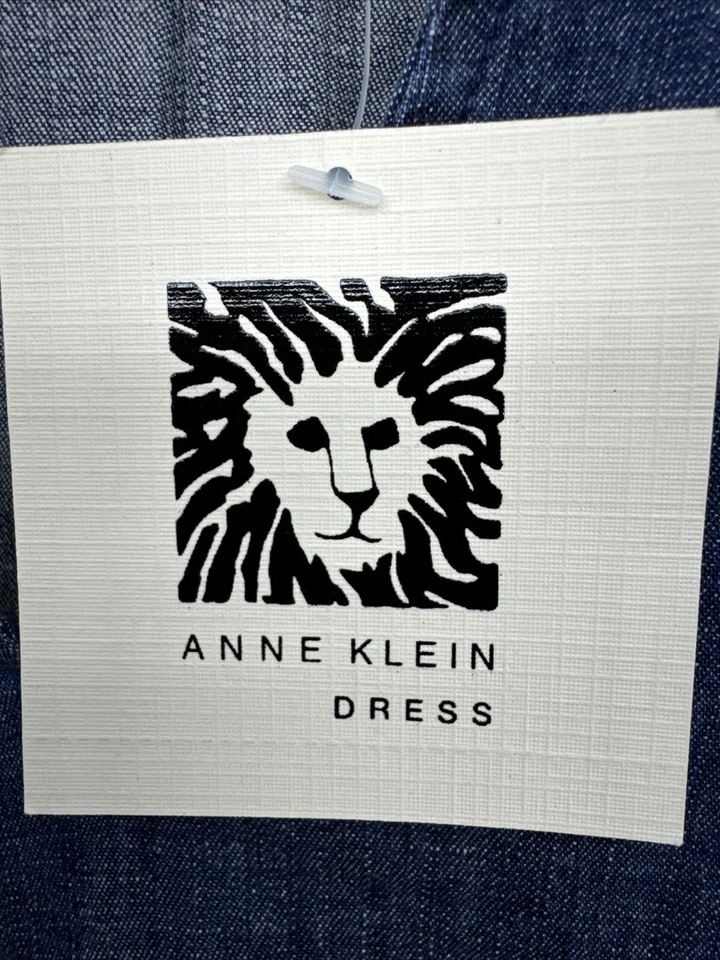 Vestido túnica de mezclilla Anne Klein mangas largas escote en V talla 16 nuevo con etiquetas Foto 3 de 4