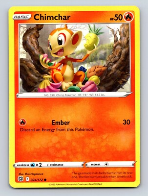 Chimchar HP 50 Ember Attack Chimp Rarity Fire Red Pokémon Card
