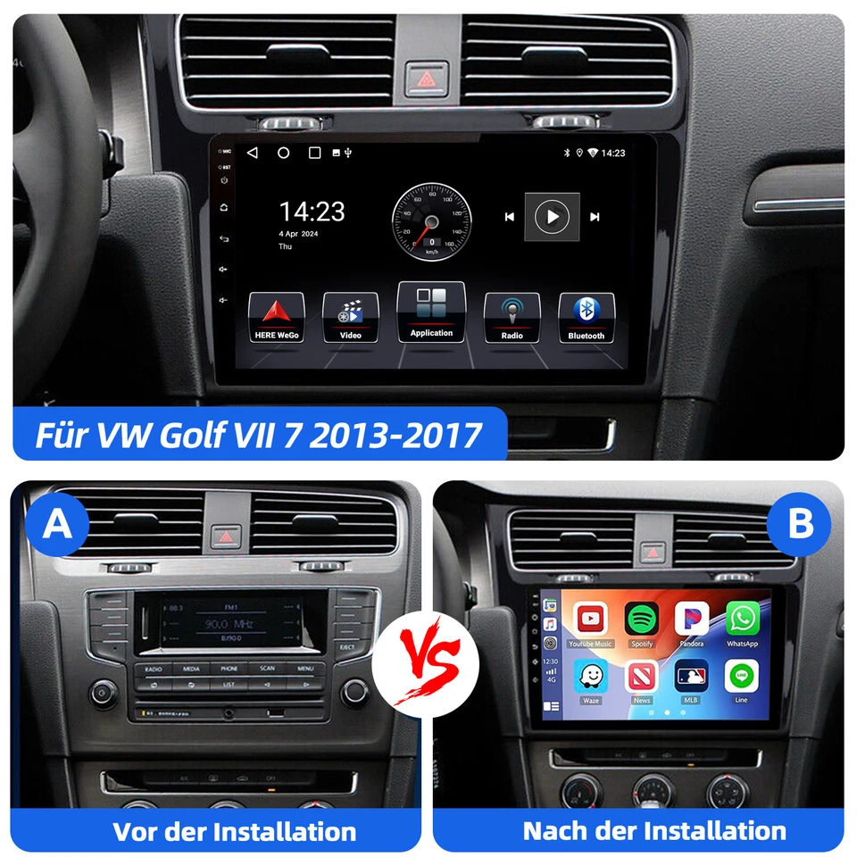 10" Autoradio 4G+64GB per VW Golf 7 CarPlay AndroidAuto GPS NAVI WiFi Bluetooth - Immagine 4 di 4