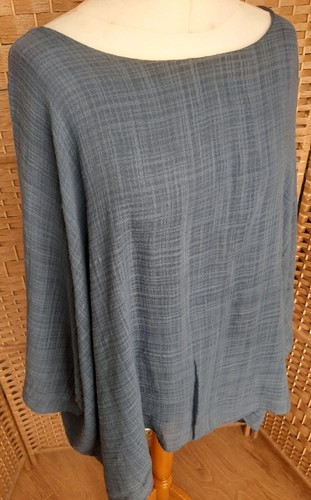 Made In Italy Cotton Blend Top Size 20 Oversized Boxy Blue Spring Summer Holiday - Picture 2 of 7
