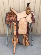 Best Quality Western Leather Barrel Rough Out Saddle With Free Matching Tack set