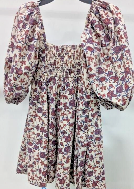 emerson poplin puff sleeve midi dress cream floral Abercrombie emerson poplin puff