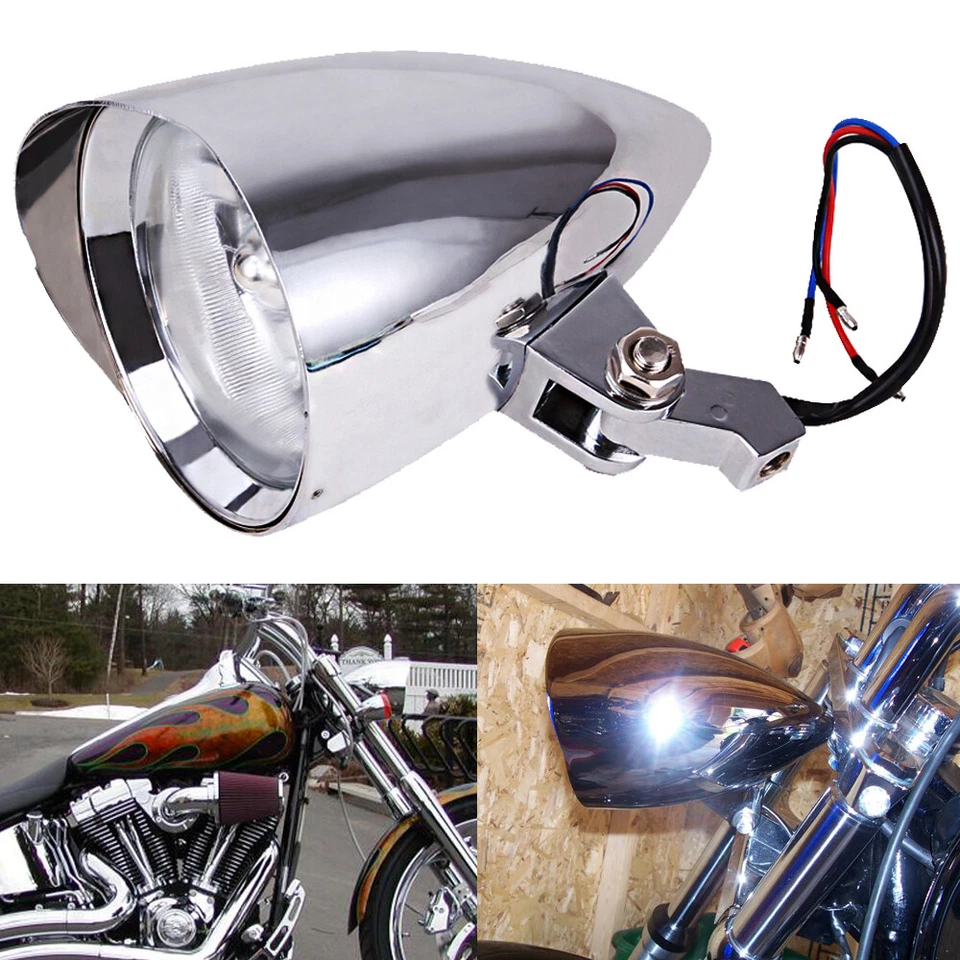 Bullet Headlight Assembly For Harley Dyna Sportster XL Softail Bobber Chopper US - Image 4 of 4