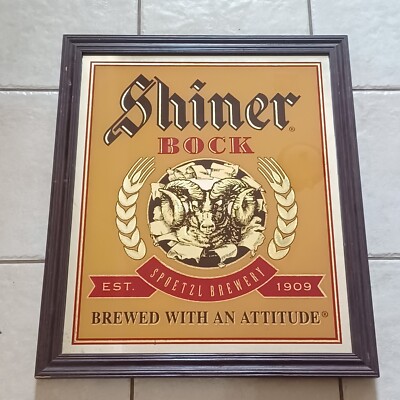 SHINER BOCK BAR MIRROR SIGN BEECO 21.5