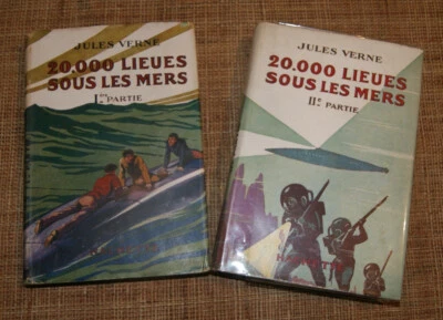Jules Verne 20000 lieues sous les mers Tomes 1 & 2 Hachette 1946 jaquettes - Photo 1/3