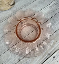 1930s Elegant Pink Depression Console Bowl Rolled Ruffle Edges Optic Wave 💗