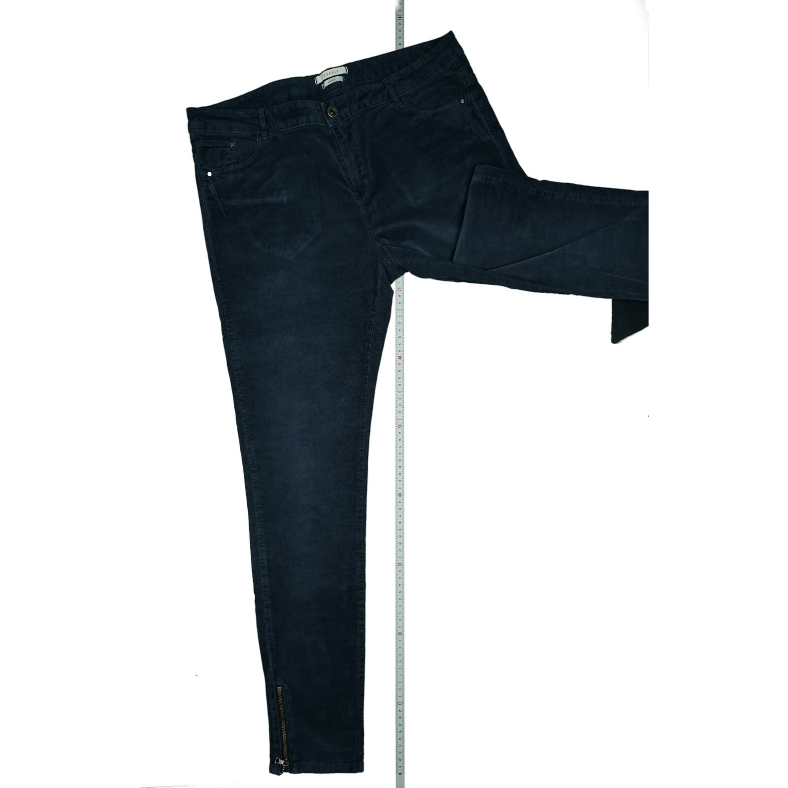 Esprit Damen Cord Skinny Jeans 7/8 Hose stretch Zip Gr. 42 W34 Marine