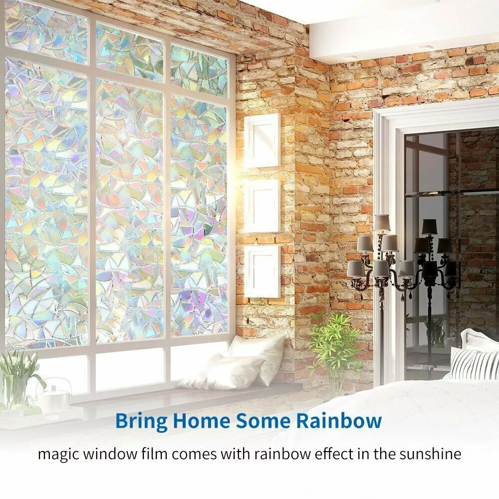 Fensterfolie 3D Regenbogen-Effekt Sichtschutz Folie Kinderzimmer Babyzimmer  Bad Wohnzimmer Fensterdeko Fenster Holografisch Fensterbild - .de