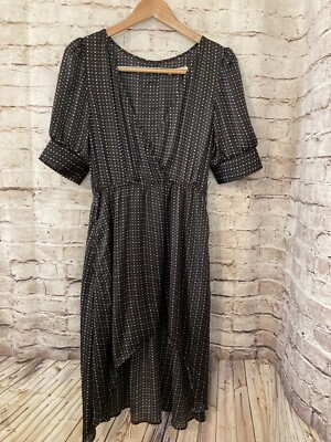 Anthropologie Tulle Dress Womens Medium Black Diamond Print Satin Hi Low  Flowy | eBay