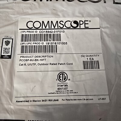 Cat 5 Commscope Patch CABLE Outdoor Rated 10 Feet CO15542-01F010