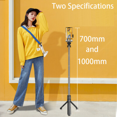 Cell Phone Selfie Stick Tripod Stand with Integrated Remote Compact Size