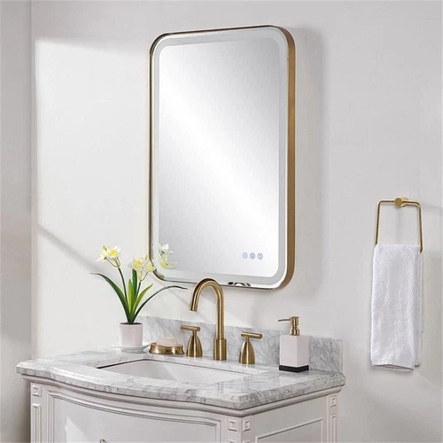 Uttermost Crofton Contemporary Stainless Steel Vanity Mirror in Brass - Picture 10 of 11